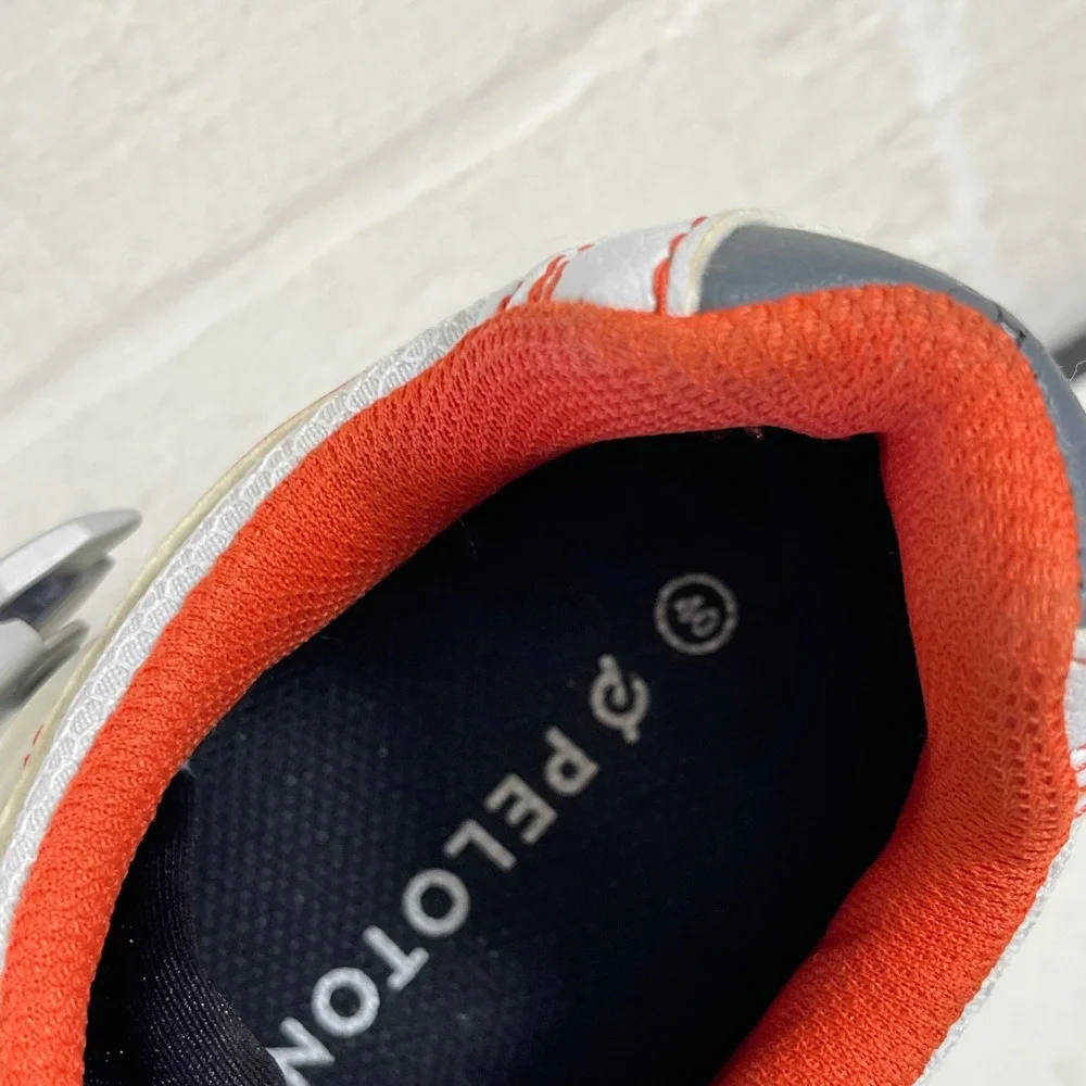 Peloton Cycling Indoor Shoes Bike Cleats White Orange Women's Size 9 US/40 EU